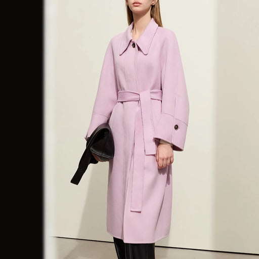 women's long wool coat with belt - MRSLM