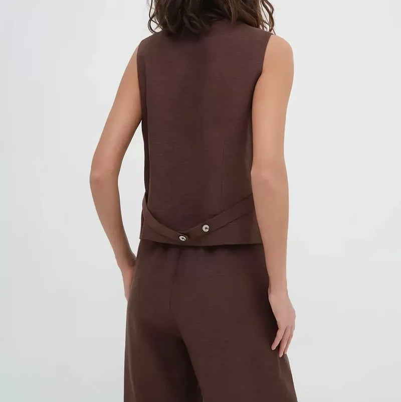 Cotton-linen vest and pants set, view 10 - MRSLM