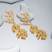 gold coral pearl pendant earrings, view 9 - MRSLM
