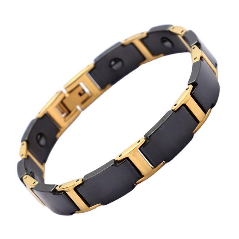 Titanium Stainless Steel Ceramic Bracelet Gold Plated