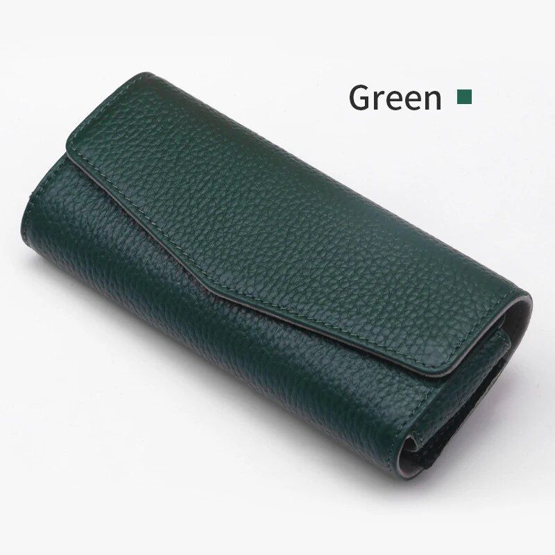 Luxury Cowhide Leather Sunglasses Case for Car Visor