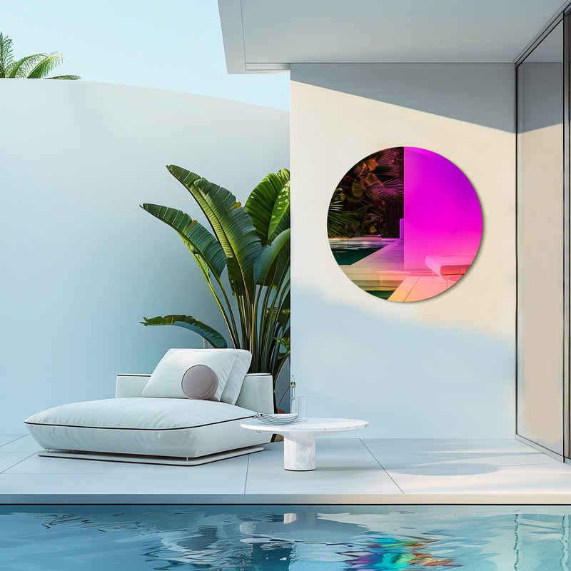colorful gradient round wall mirror, view 7 - MRSLM