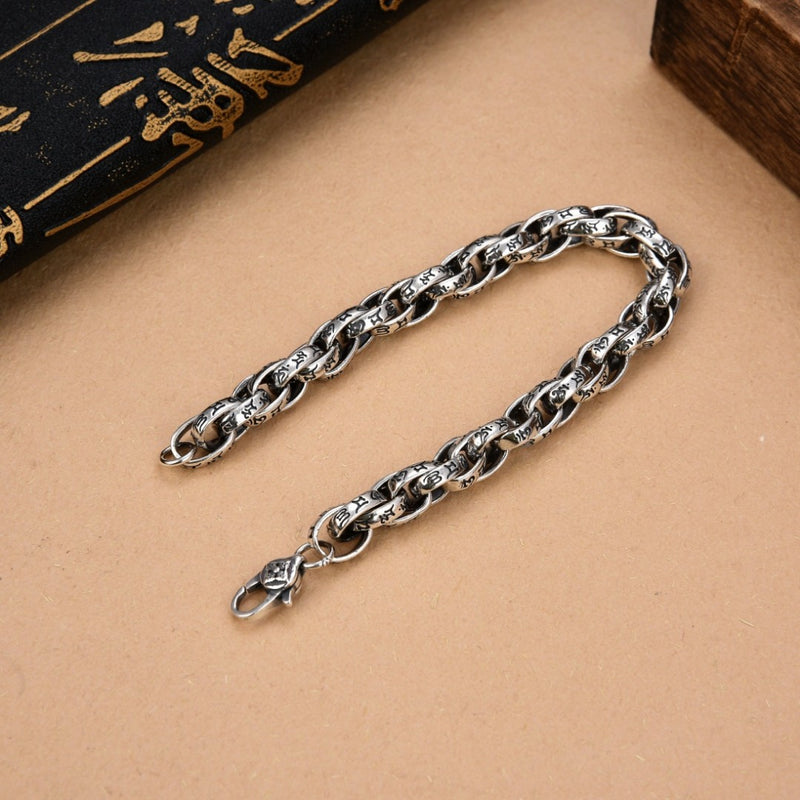 Armband aus Sterlingsilber im Retro-Stil mit Used-Look und persönlichem Mantra