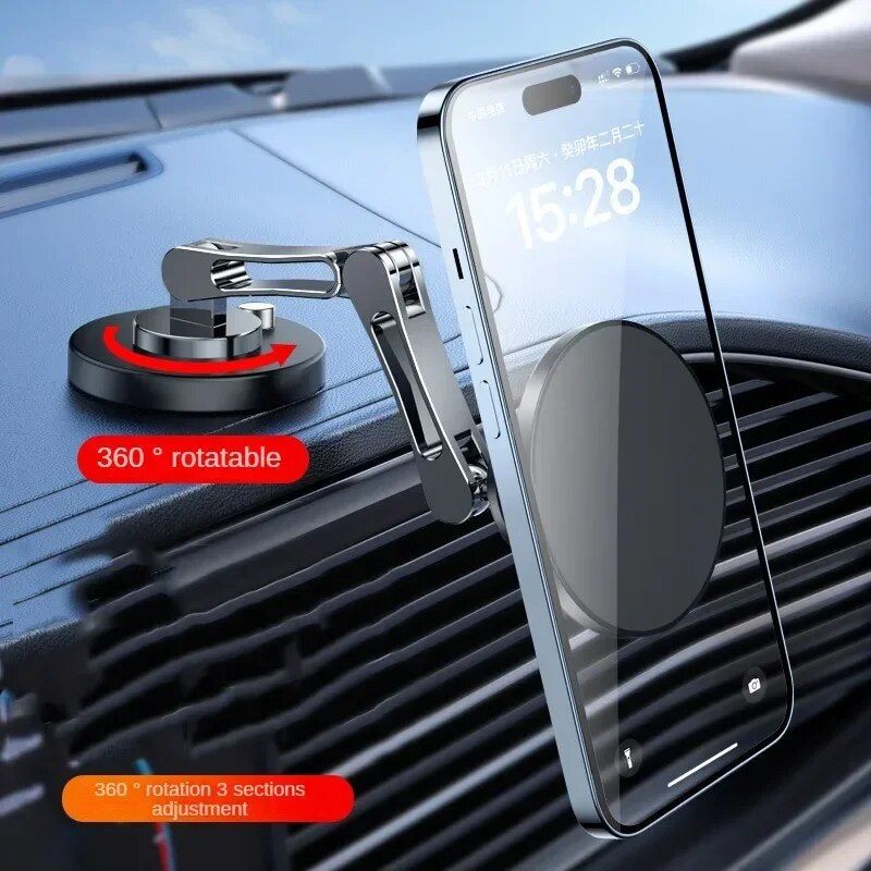 Magnetic 360° Rotating Car Phone Holder for iPhone 12, 13 & 14 with Foldable Stand