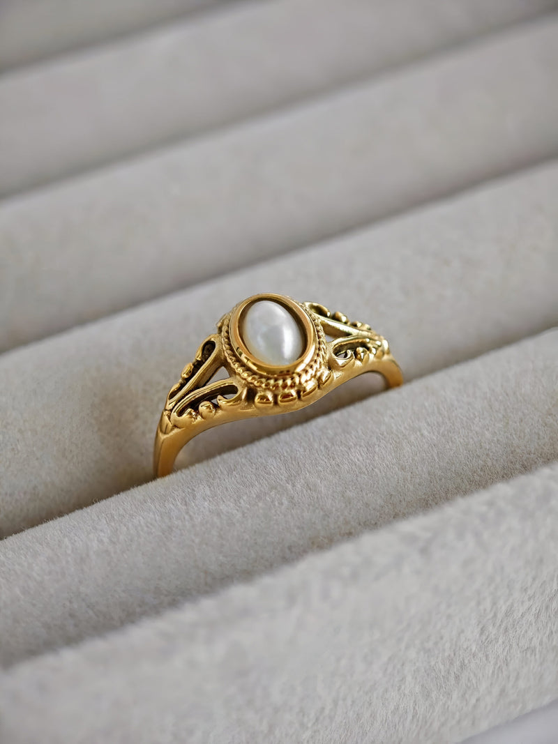 18K gold plated freshwater pearl ring, view 11 - MRSLM