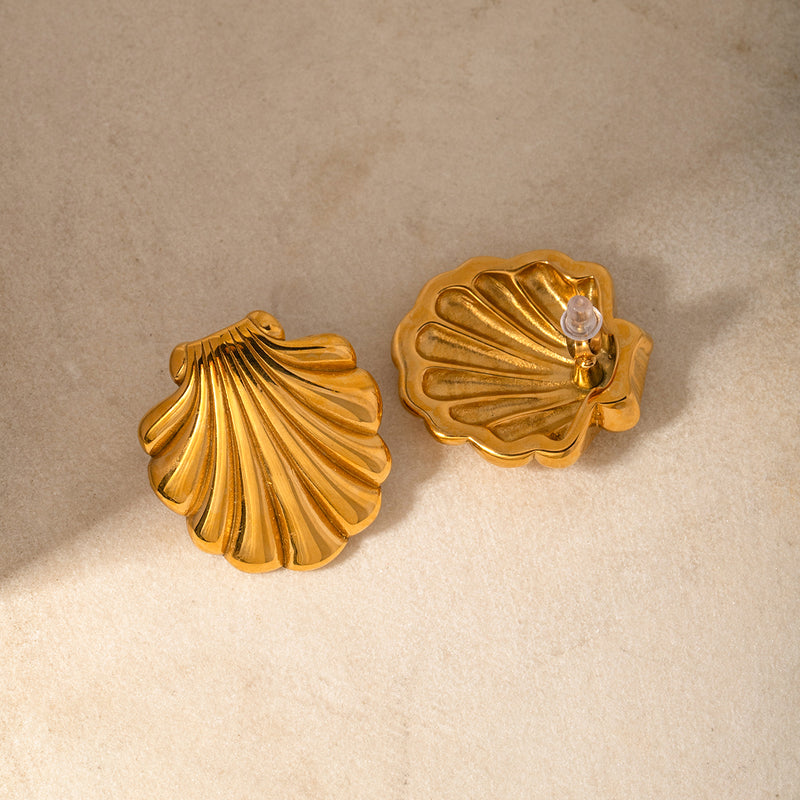 gold shell earrings, view 5 - MRSLM
