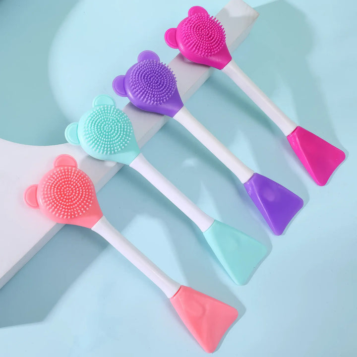 Double Sided Silicone Bear Face Mask Brush - Reusable Skin Care Tool