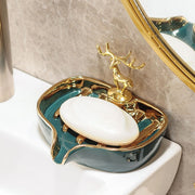 ceramic soap dish with drainage holder, view 4 - MRSLM