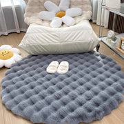 nordic round plush floor mat, view 2 - MRSLM