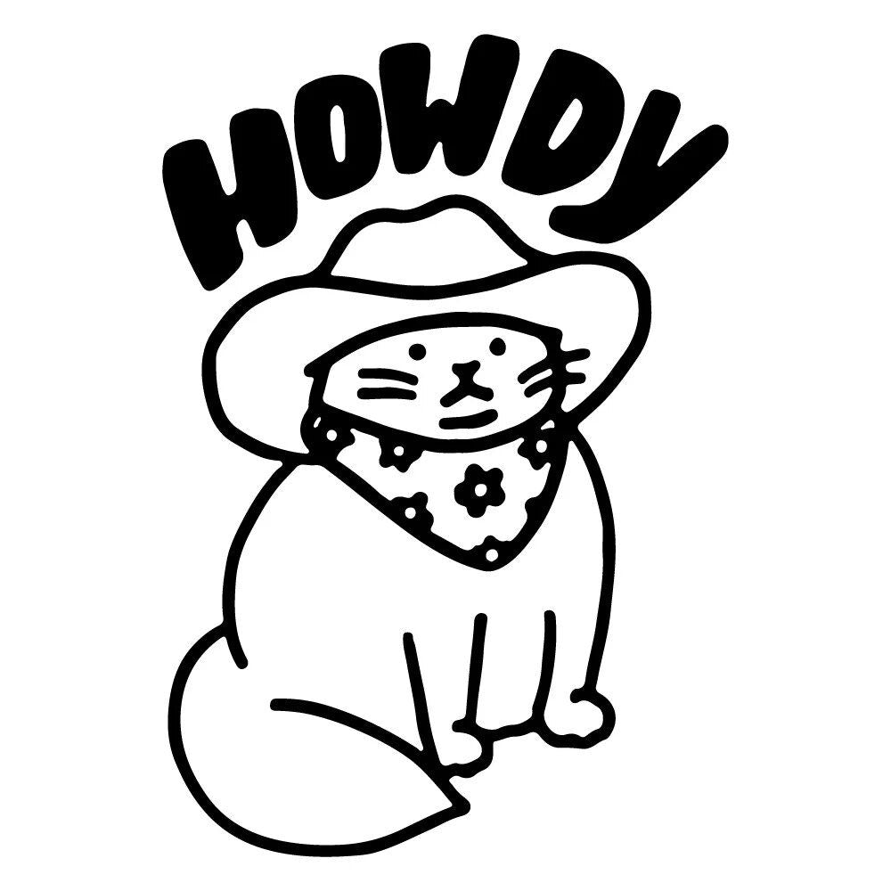Adesivo de vinil do desenho animado Howdy Cat