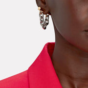 vintage gold-plated ring chain earrings, view 3 - MRSLM