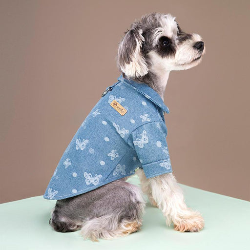 denim dog coat jacket with d-ring, view 2 - MRSLM