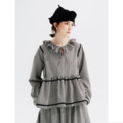 checkered long-sleeved shirt with doll collar, view 3 - MRSLM