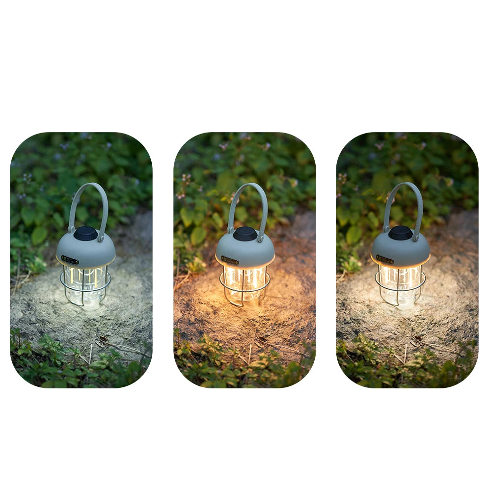 Lanterna de acampamento LED recarregável vintage