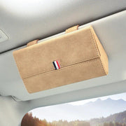 pu leather car visor sunglasses holder, view 5 - MRSLM