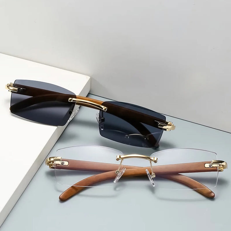 rimless wooden sunglasses - MRSLM