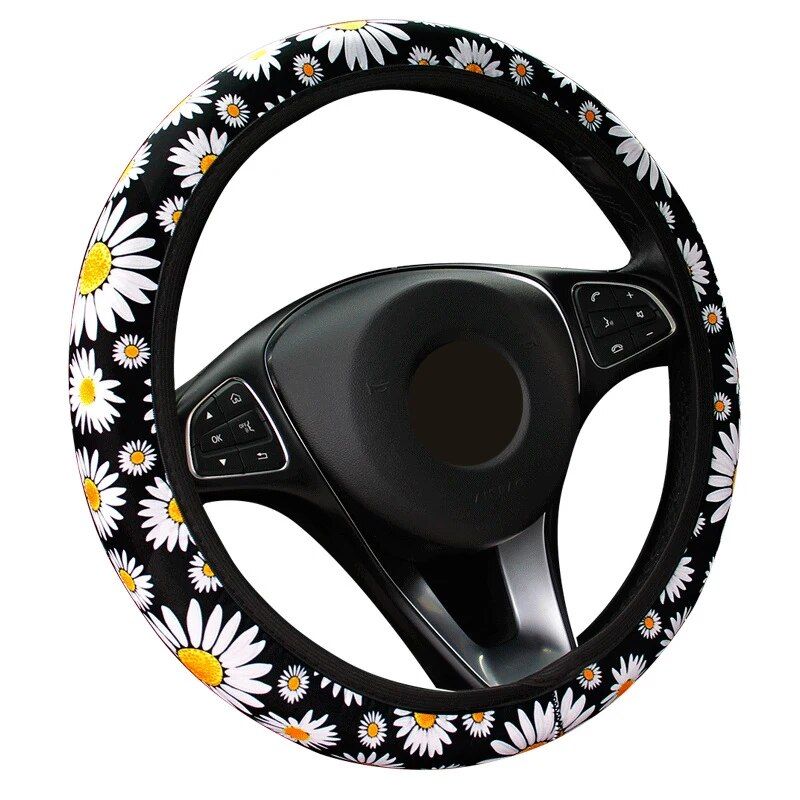 daisy flower steering wheel cover, view 2 - MRSLM