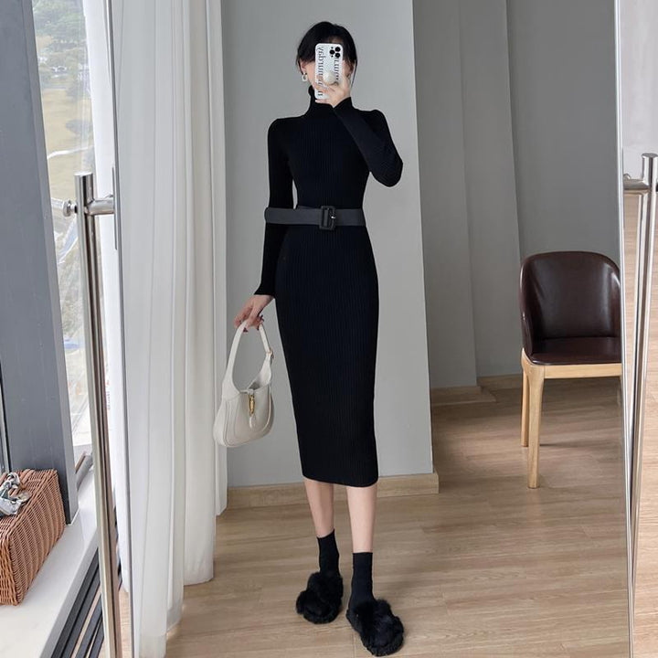 French Style Turtleneck Base Inner Knitted Dress