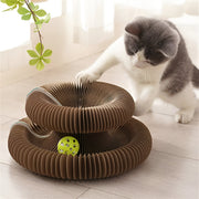 corrugated paper cat scratching ball, view 2 - MRSLM