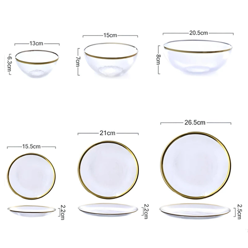 nordic glass dinner plates set, view 2 - MRSLM