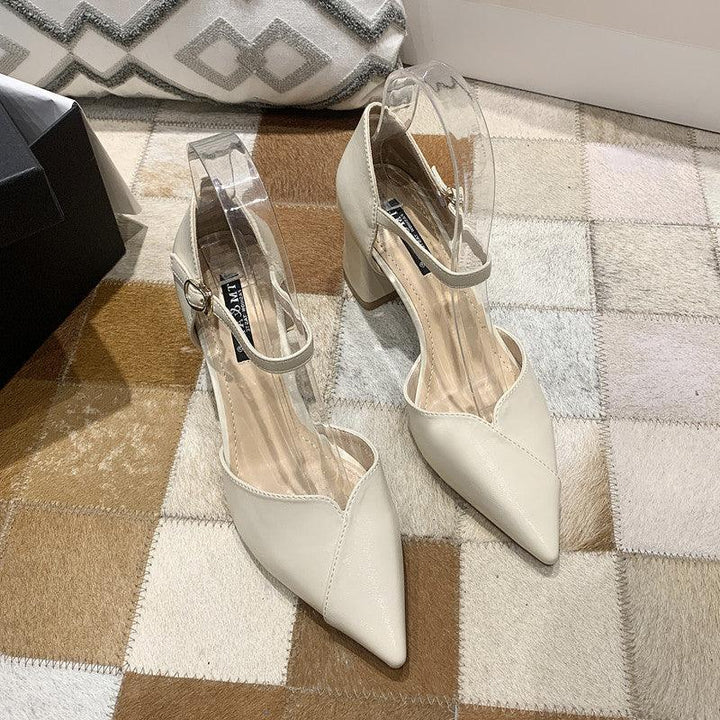 One Word With Sexy Pointed Toe Thick Heel High Heel Shoes - MRSLM