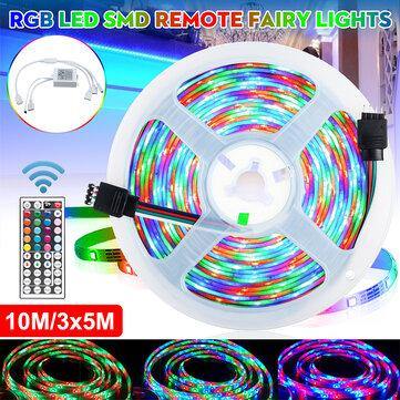 DC12V 3X5M/10M LED Strip Light Non-waterproof 3528 RGB Tape Lamp for Room TV Party Bar + Remote Control - MRSLM