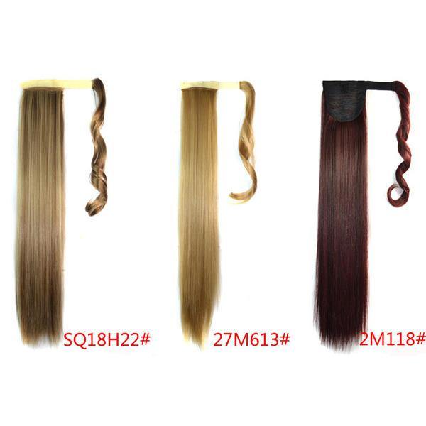 Long Straight Ponytail Women's Synthetic Hair Extensions 6 Colors Magic Tape Clip In Hairpiece Chocolate Brown Hair Extensions - MRSLM