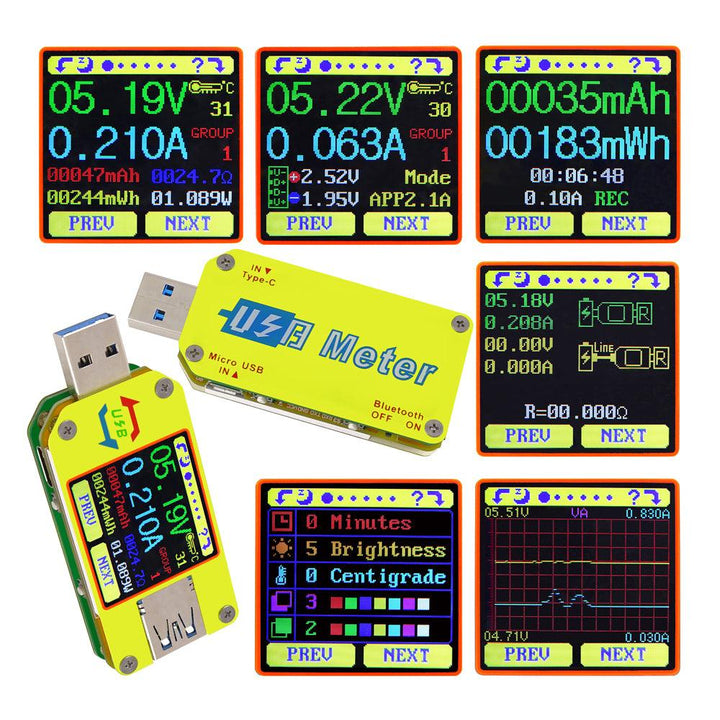 RIDEN® UM34C For APP USB 3.0 Type-C DC Voltmeter Ammeter Voltage Current Meter Battery Charge Measure Cable Resistance Tester - MRSLM