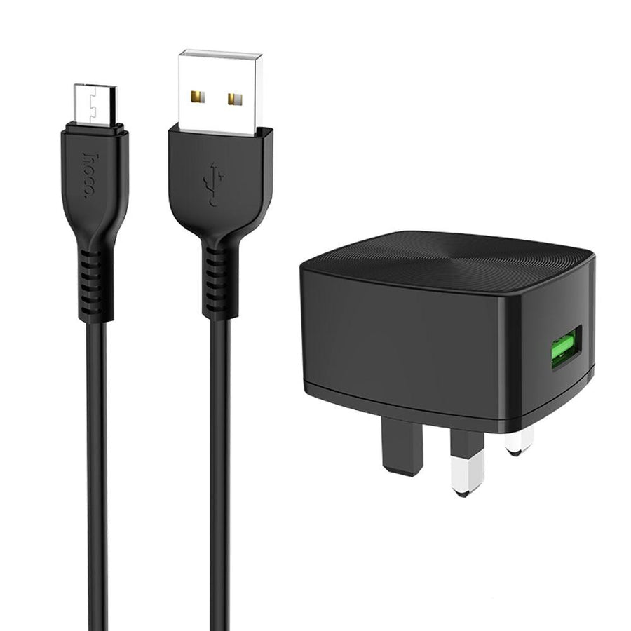 HOCO C70B UK QC 3.0 Charger Power Adapter With Micro USB Cable for Tablet Smartphone - MRSLM
