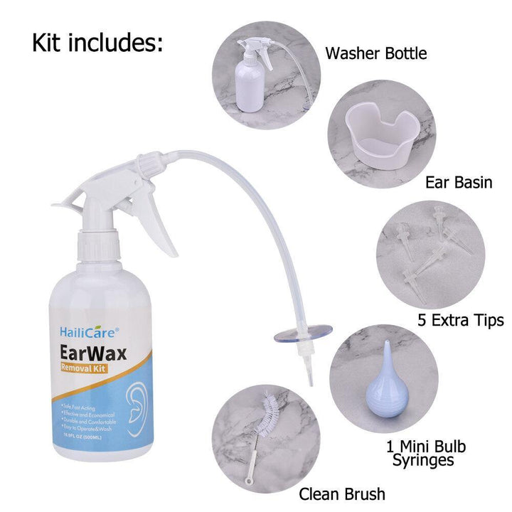 Adults Kid Ear Irrigation Cleaning Kit Premium Ear Wax Removal Kit with Ear Washing Syringe Squeeze Bulb Ear Health Care - MRSLM