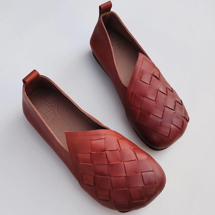 Leather Woven Retro Women's Shoes All-match Casual - MRSLM
