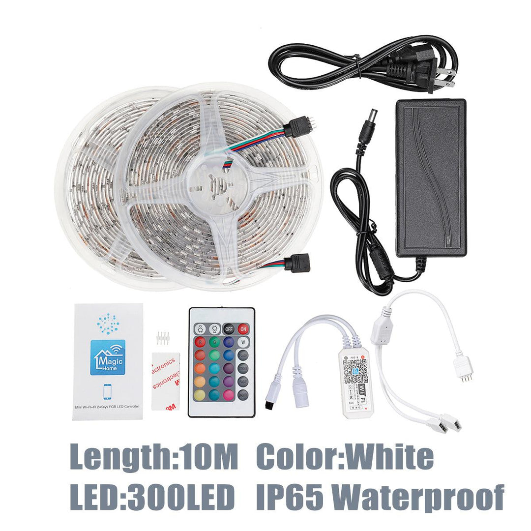 5M 10M IP65 IP20 Color Changeable WiFi Smart LED Strip Light + 24Keys IR Remote Control + Adapter + Controller - MRSLM