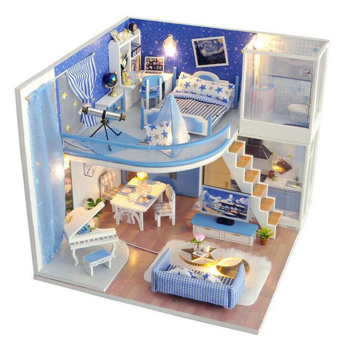 2020 Christmas Decoration DIY Doll House Wooden Doll Houses Miniature Dollhouse Furniture Kit Toys for Children New Year Christmas Gift - MRSLM