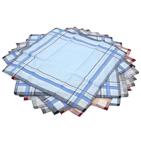 12Pcs Cotton Men Pocket Handkerchief Square Hanky For Wedding Party - MRSLM