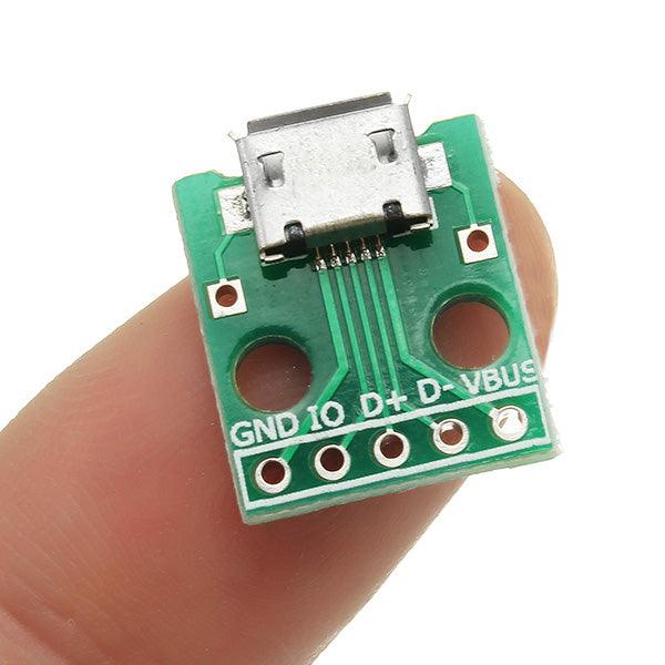 50pcs Micro USB To Dip Female Socket B Type Microphone 5P Patch To Dip 2.54mm Pin With Soldering Adapter Board - MRSLM