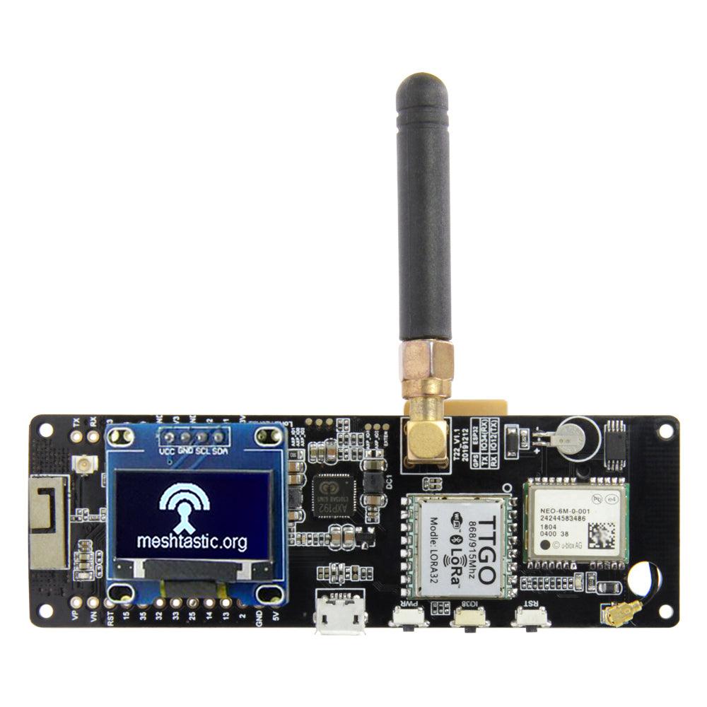 LILYGO® TTGO Meshtastic T-Beam V1.1 ESP32 433/915/923Mhz WiFi Bluetooth ESP32 GPS NEO-6M SMA 18650 Battery Holder With OLED - MRSLM