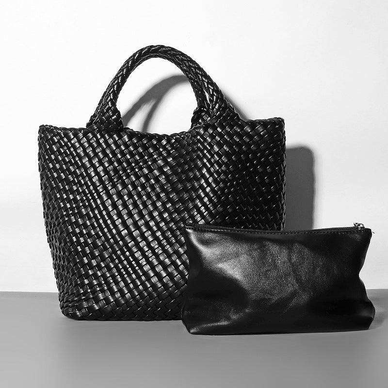 Soft Leather Bucket Bag One-shoulder Knitted Dumpling Bag - MRSLM