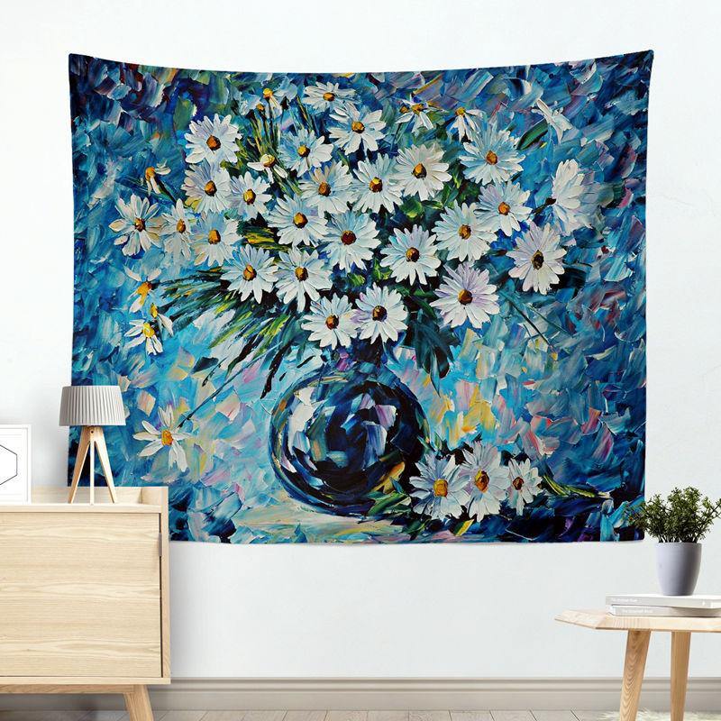 Flower Daisies Blanket Tapestry Hanging Wall Cloth Decoration Background Cloth Tablecloth Curtain (8 130x150cm) - MRSLM