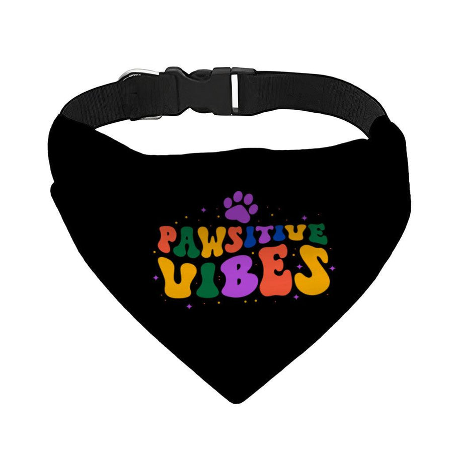 Pawsitive Vibes Pet Bandana Collar - Colorful Text Scarf Collar - Cool Dog Bandana - MRSLM