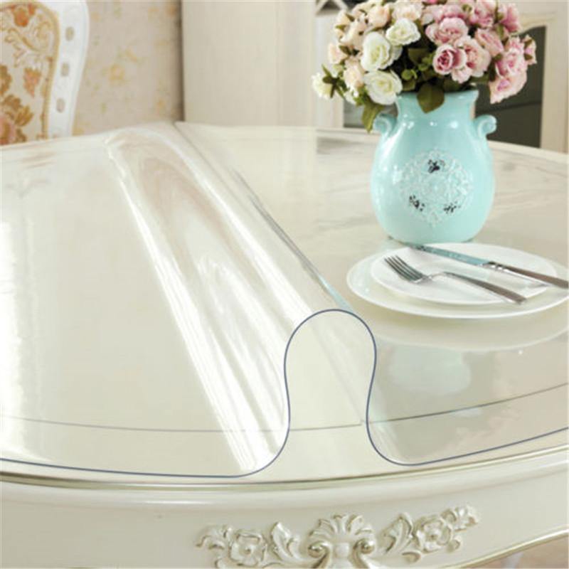 1.5mm 90/1100/110/120cm Dia. Transparent Tablecloth Waterproof Soft Glass Mat PVC Clear Table Protector - MRSLM
