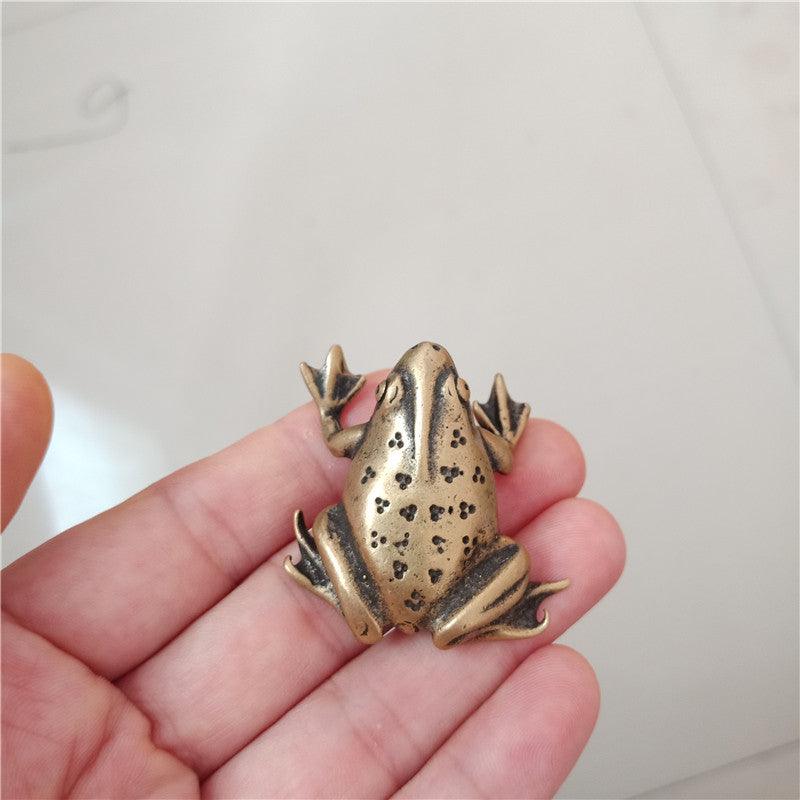 Solid Copper Big Frog Tea Pet Desktop Ornament - MRSLM