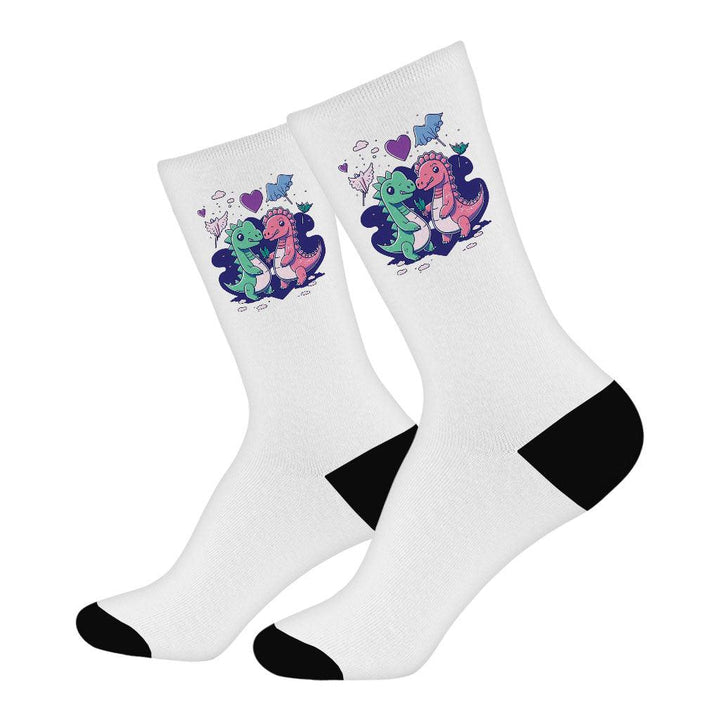 Dinosaur Graphic Socks - Cartoon Novelty Socks - Themed Crew Socks - MRSLM