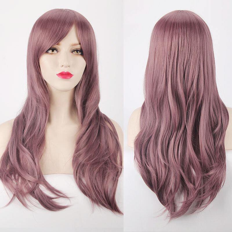 70CM Long Synthetic Costume Cosplay Wig High Temprature Fiber Hair Extensions For Women Dark Purple Hair - MRSLM