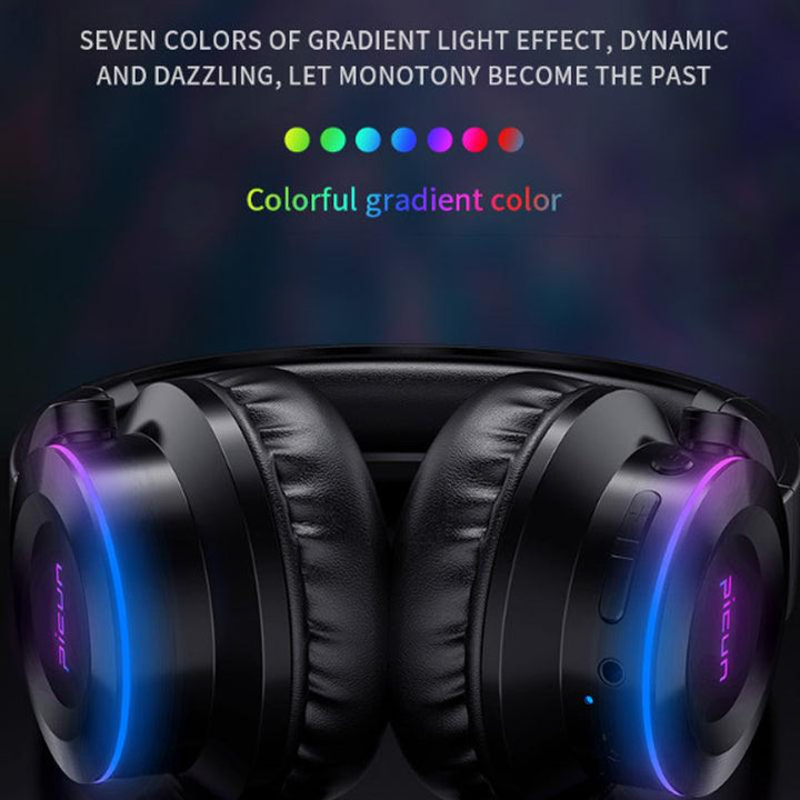 Picun B9 bluetooth Headphone Bass Wireless Colorful LED Light Touch Control Folable Handsfree Headset Support TF Card AUX for IOS Android - MRSLM