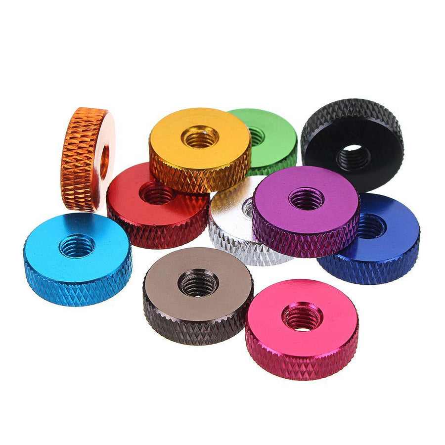 Suleve M5AN1 10Pcs M5 Manual Knurled Thumb Screw Nut Spacer Flat Washer Aluminum Alloy Multicolor - MRSLM