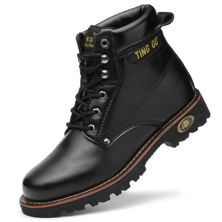 High-cut Work Boots Yellow Tendon Bottom Anti-smashing High-tube Half-boots Safety Training Boots - MRSLM