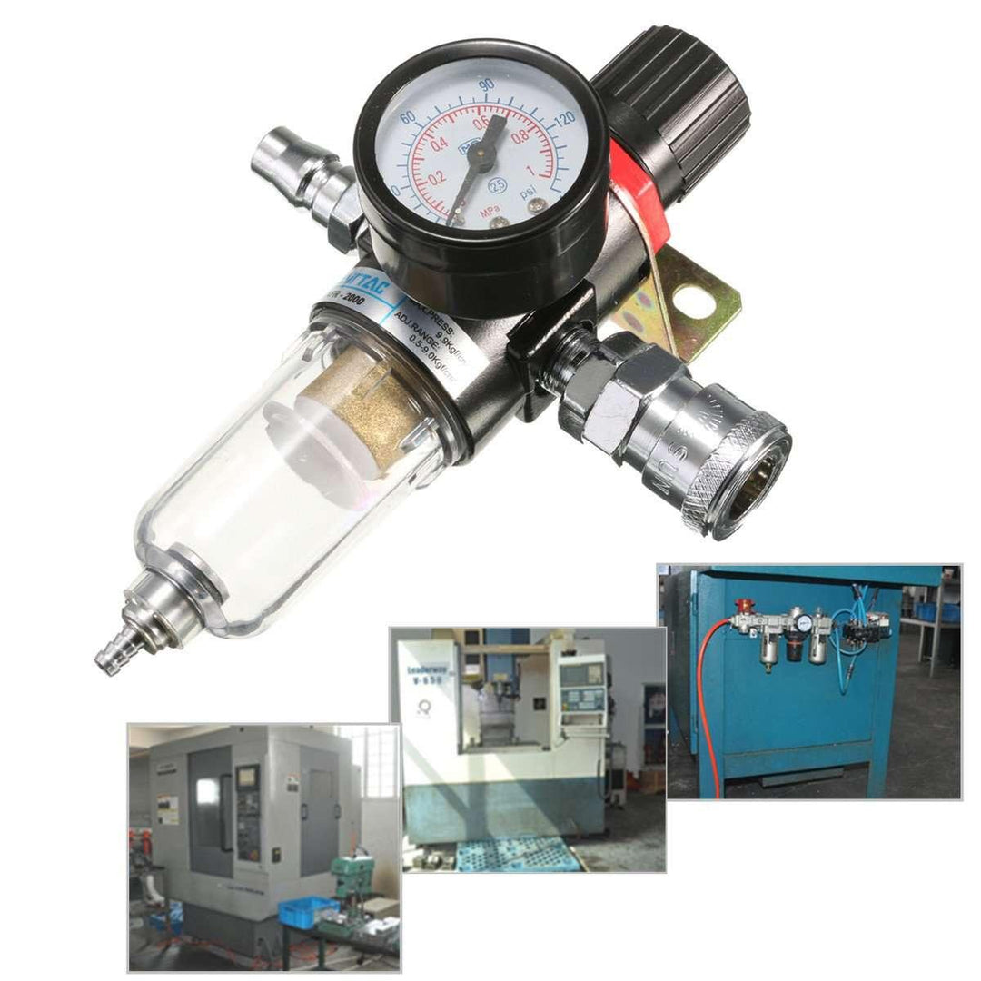 AFR-2000 1/4" Air Compressor Filter Water Separator Trap Tools Kit Regulator Gauge - MRSLM