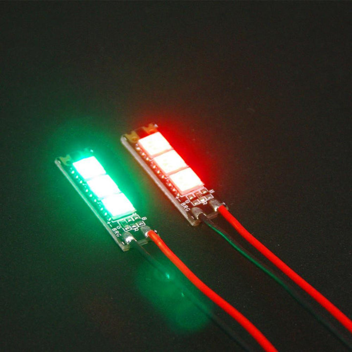 2 PCS Reptile 5V RGB5050 3 Bit LED Strip Light Red & Green Keep Bright for RC Drone FPV Racing - MRSLM