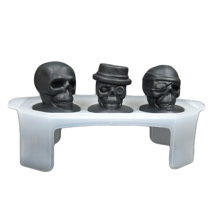 3D Skull Ice Cube Tray Halloween Ice Mold Cocktiail Silicone Ice-cream Mold Maker Set Of 3 - MRSLM