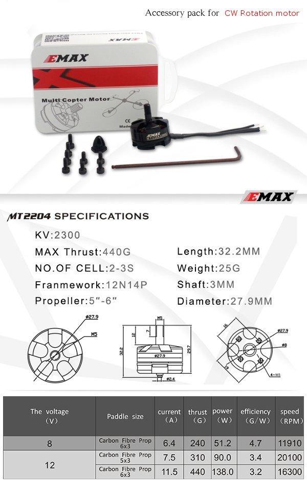 Emax MT2204 2300KV Brushless Motor For QAV250 RC Drone FPV Racing - MRSLM